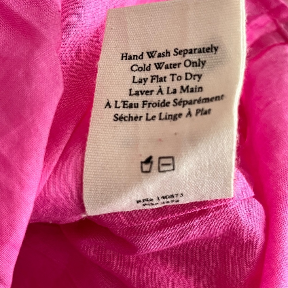 LoveShackFancy Natasha ruffled tiered mini dress dark pink lined elastic waist L - Picture 7 of 8